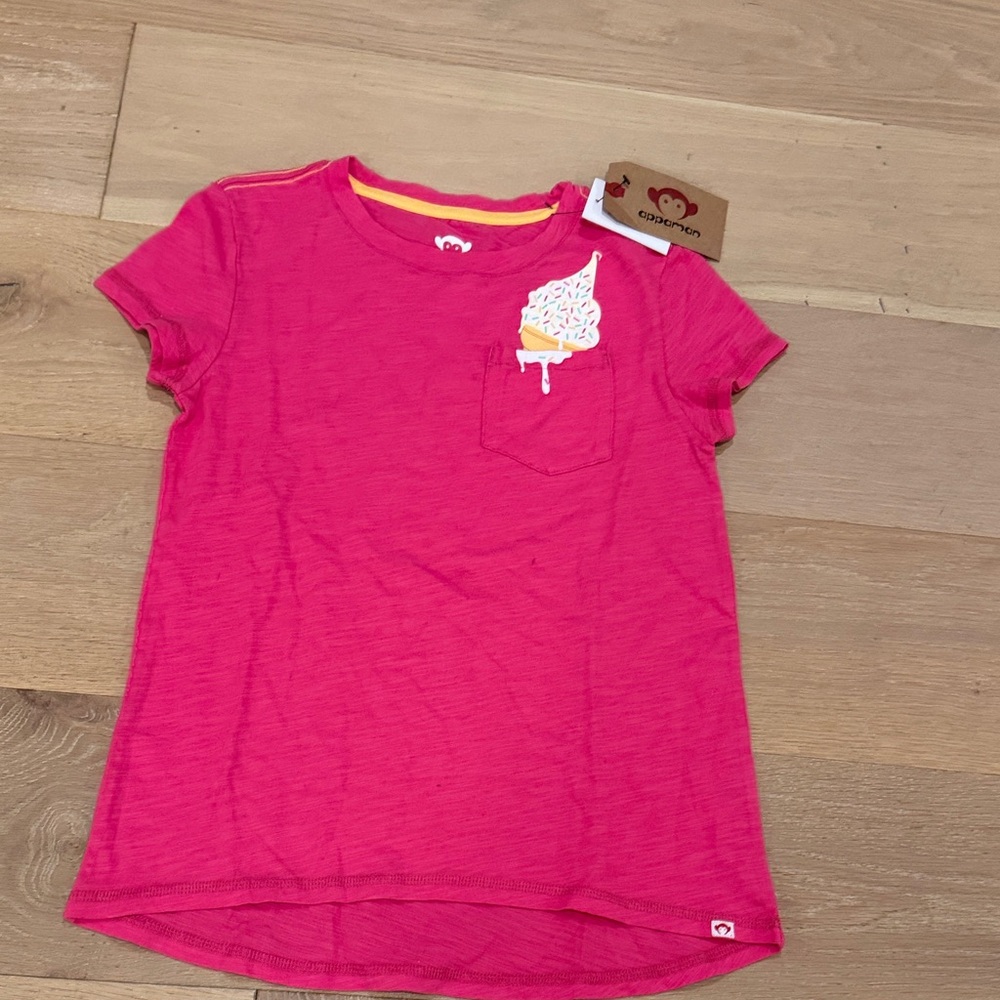 NWT Appaman Hot Pink Girls Short Sleeve Tee with Ice Cream Design size 14
